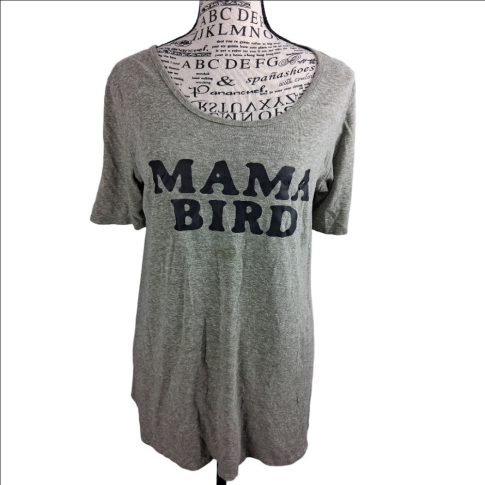 LuLaRoe Medium Green/gray 'Mama Bird' Tee
